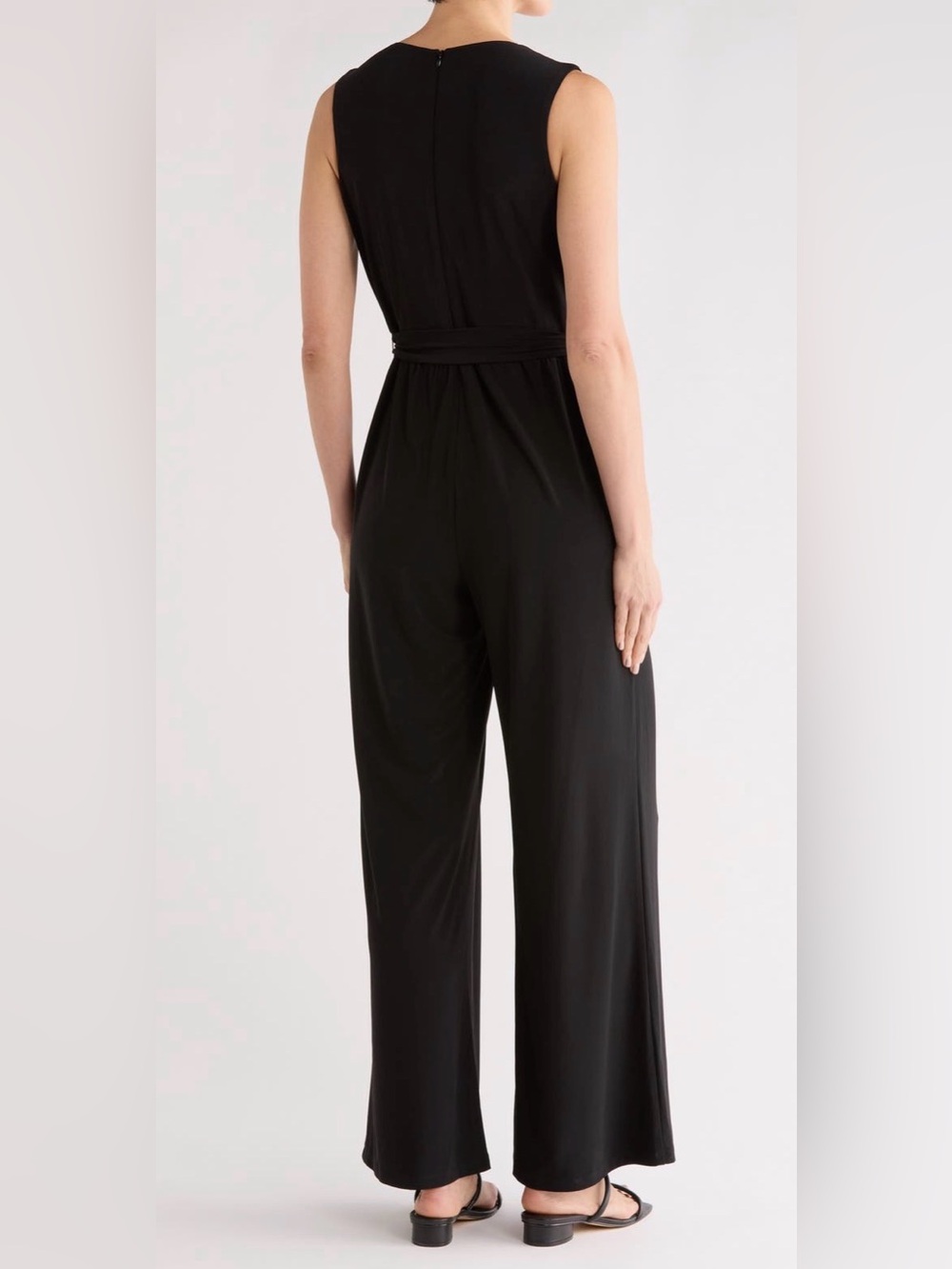Vince Camuto Black Wide-Leg Jumpsuit with Self Tie - Picture 2 of 9